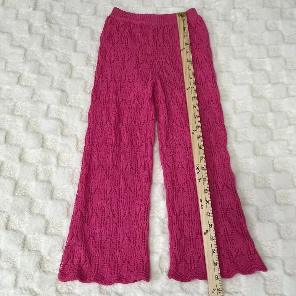 Jessica Simpson Girls Size 5 Pink Pointelle Knit 2 Piece Set Top Pants Lined